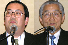 左、(株)ヒラク舩渡正展氏。右、 (株)トーコロ小林太一社長